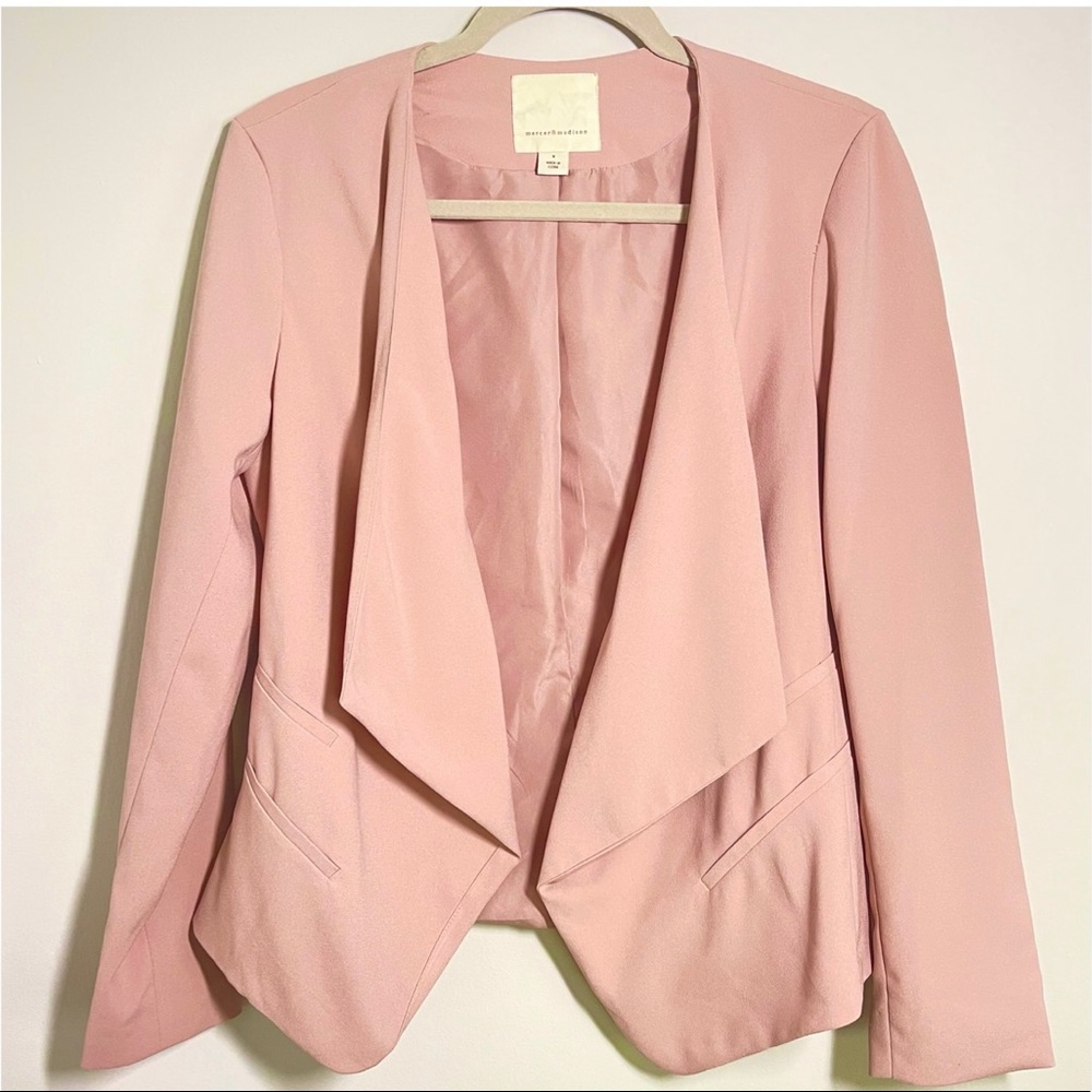 Mercer & Madison - Pink Open Front Lined Blazer